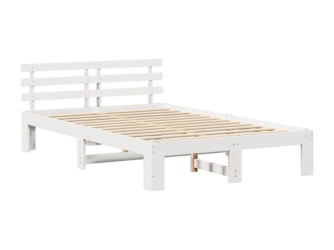Lit double | Lit adulte | Cadre de lit Blanc 135x190 cm Bois de pin massif