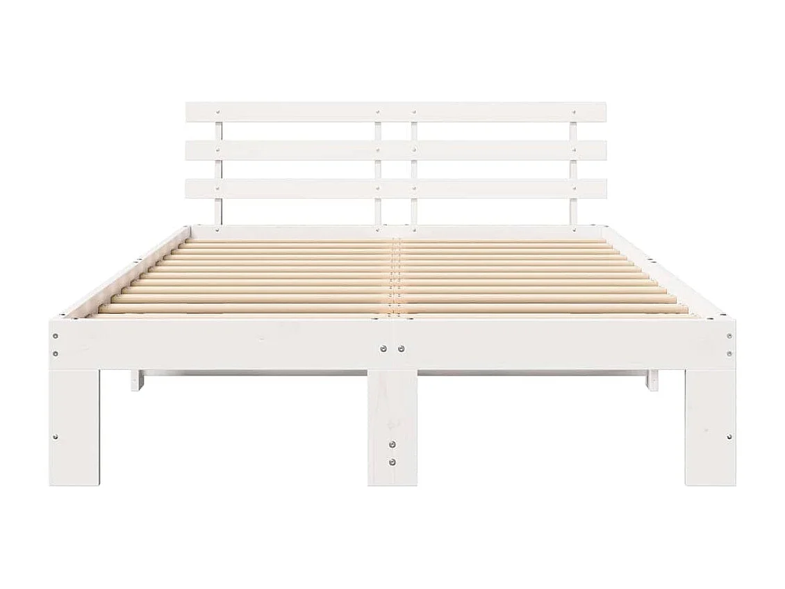Lit double | Lit adulte | Cadre de lit Blanc 135x190 cm Bois de pin massif