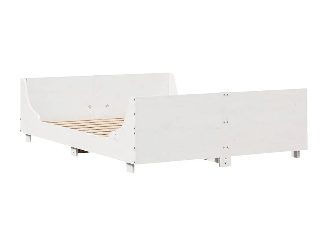 Lit double | Lit adulte | Cadre de lit blanc 150x200 cm bois de pin massif