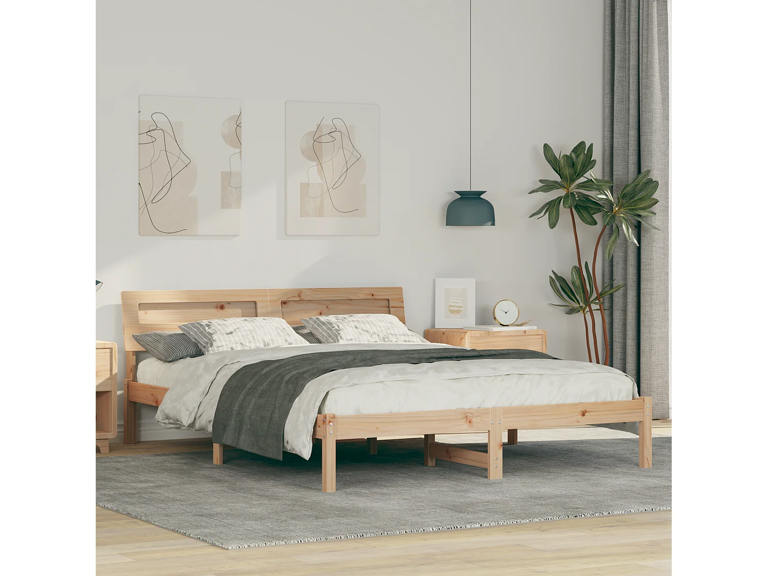 Lit double | Lit adulte | Cadre de lit Marron 160x200 cm Bois massif en pin