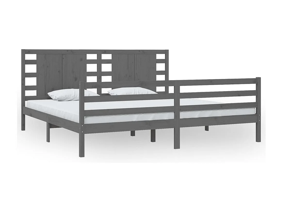 Lit double | Lit adulte | Cadre de lit gris 200x200 cm bois massif de pin