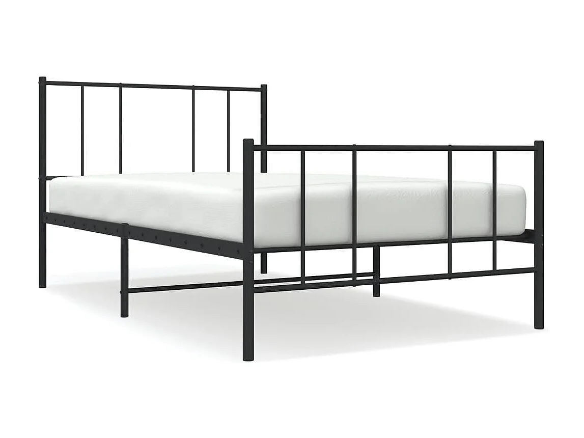 Lit simple | Lit adulte, enfant | Cadre de lit métal avec pied de lit noir 75x190 cm