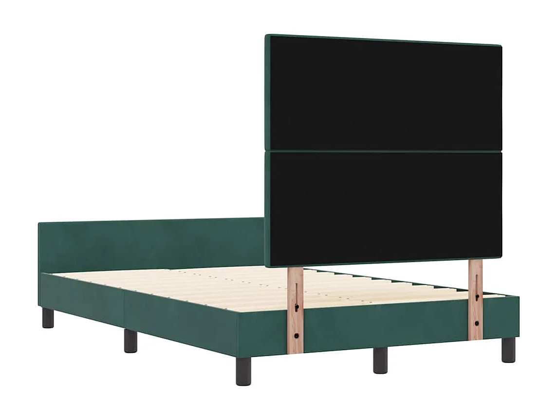 Lit simple | Lit adulte, enfant | Cadre de lit avec tête de lit Vert foncé 120x200 cm Velours
