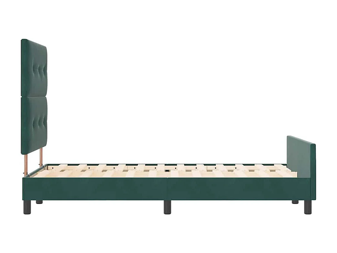 Lit simple | Lit adulte, enfant | Cadre de lit avec tête de lit Vert foncé 120x200 cm Velours