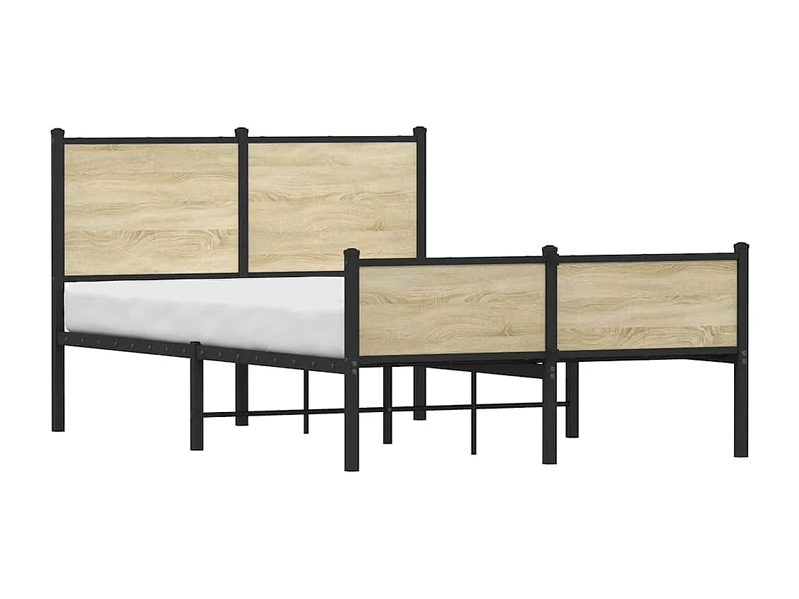 Letto per adulti | Letto singolo | Giroletto senza Materaso in Metallo Rovere Sonoma 120x200 cm