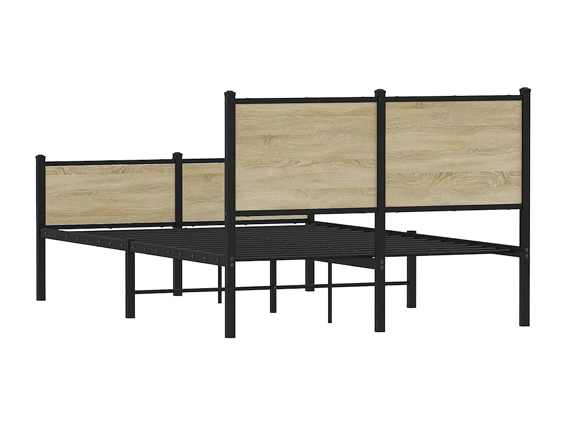 Letto per adulti | Letto singolo | Giroletto senza Materaso in Metallo Rovere Sonoma 120x200 cm