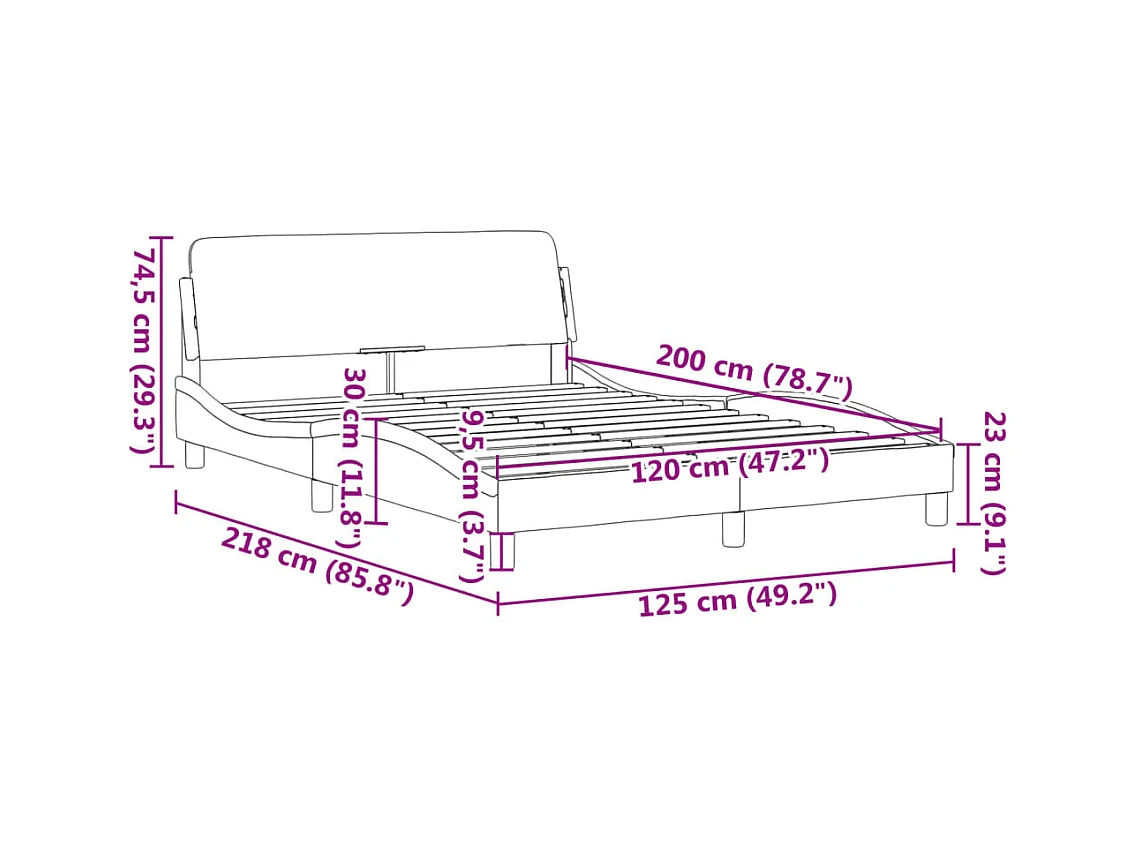 Lit simple | Lit adulte, enfant | Cadre de lit taupe 120x200 cm tissu