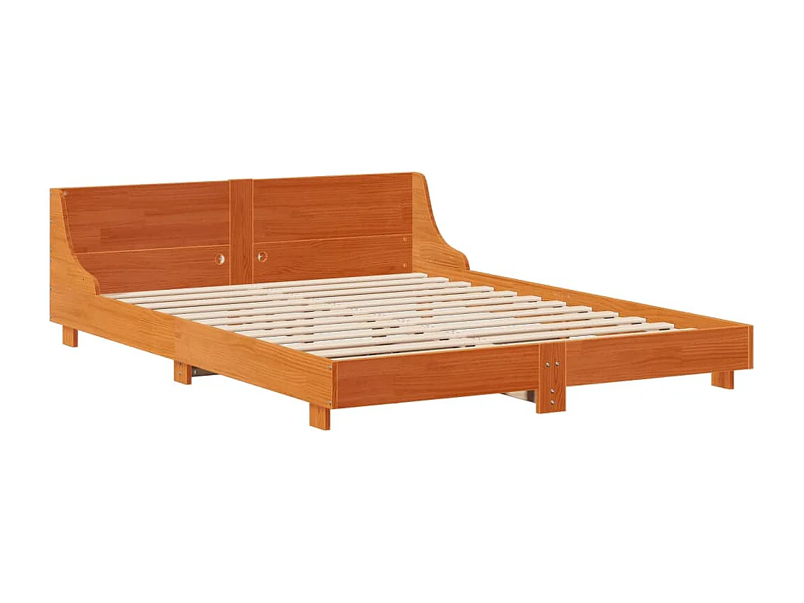 Lit double | Lit adulte | Cadre de lit cire marron 140x200cm bois pin massif