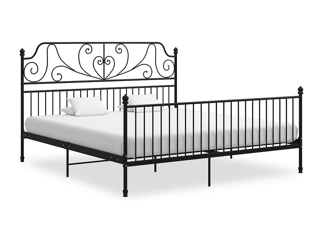 Lit double | Lit adulte | Cadre de lit noir métal 200x200 cm