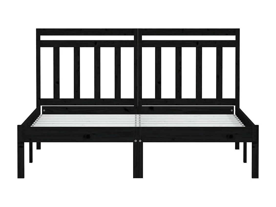 Lit double | Lit adulte | Cadre de lit noir bois massif 140x190 cm