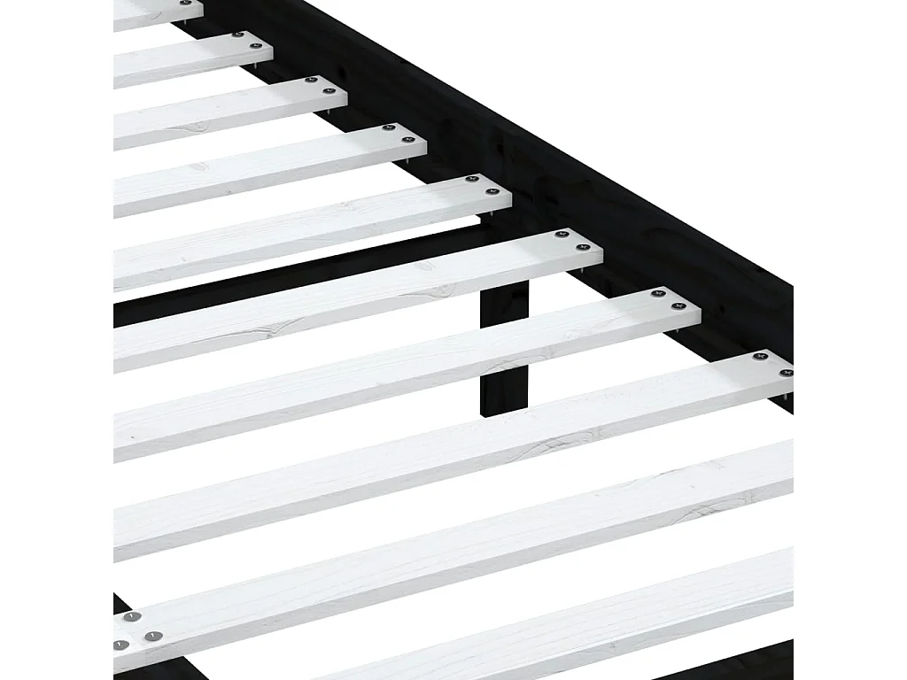 Lit double | Lit adulte | Cadre de lit noir bois massif 140x190 cm