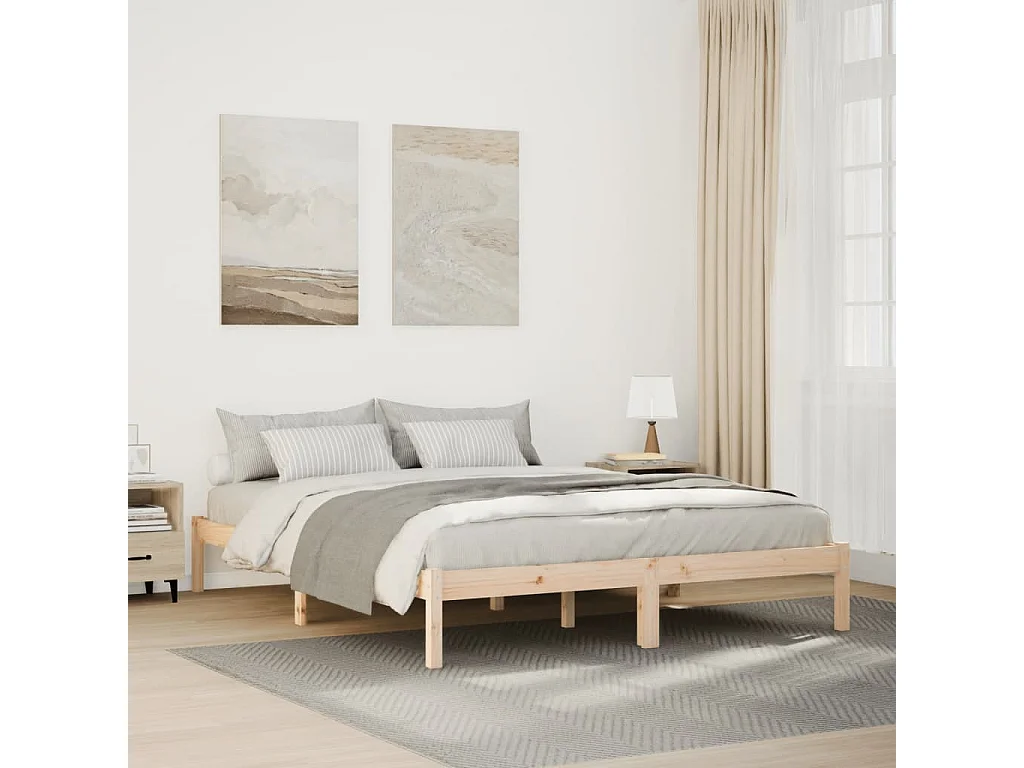 Lit double | Lit adulte | Cadre de lit extra long 140x220 cm bois massif pin