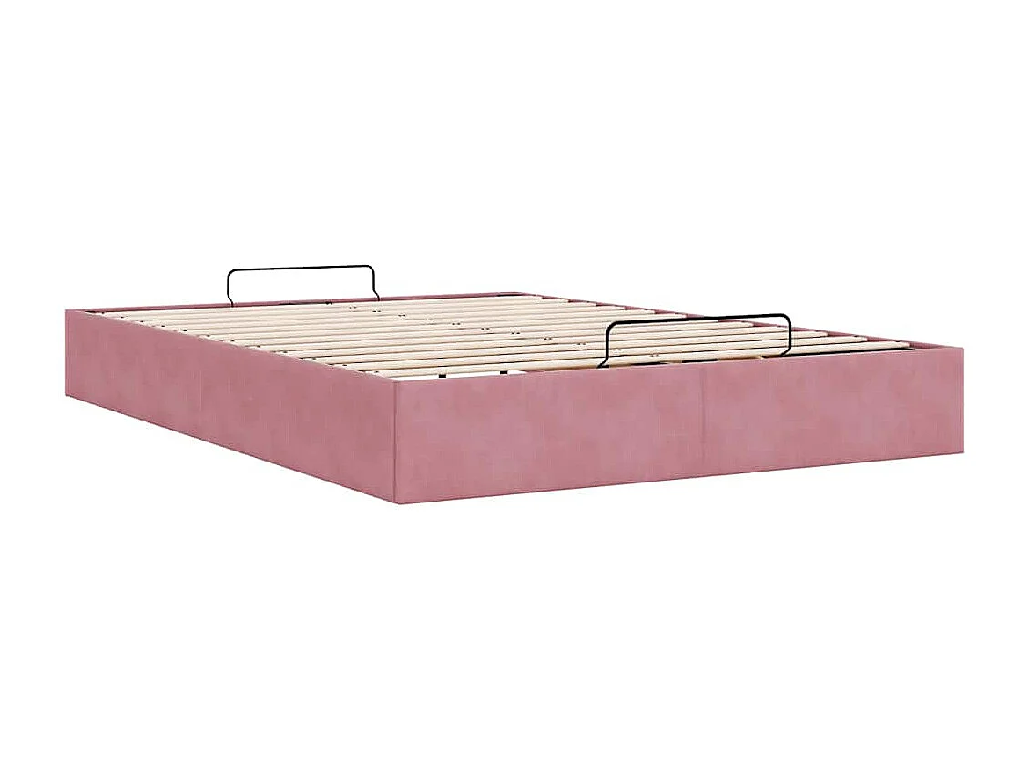 Lit double | Lit adulte | Cadre de lit ottoman rose 140x190 cm velours