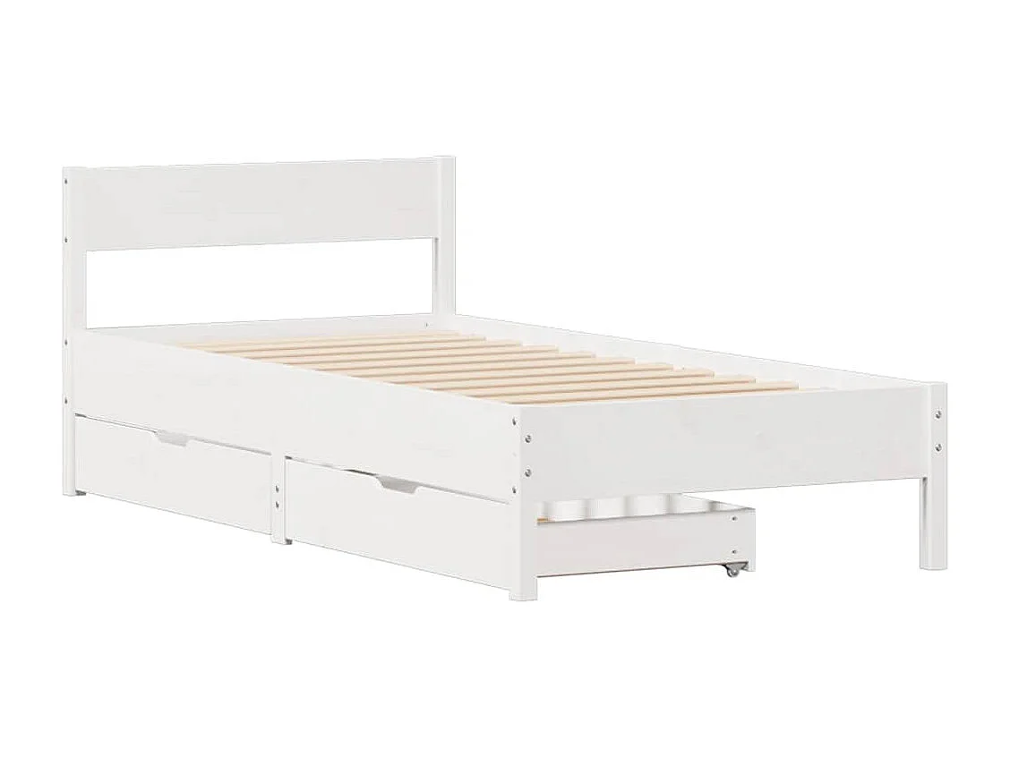 Lit simple | Lit adulte, enfant | Cadre de lit blanc 75x190 cm bois de pin massif