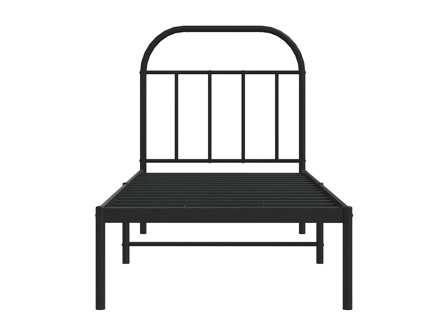 Lit simple | Lit adulte, enfant | Cadre de lit métal avec tête de lit noir 75x190 cm