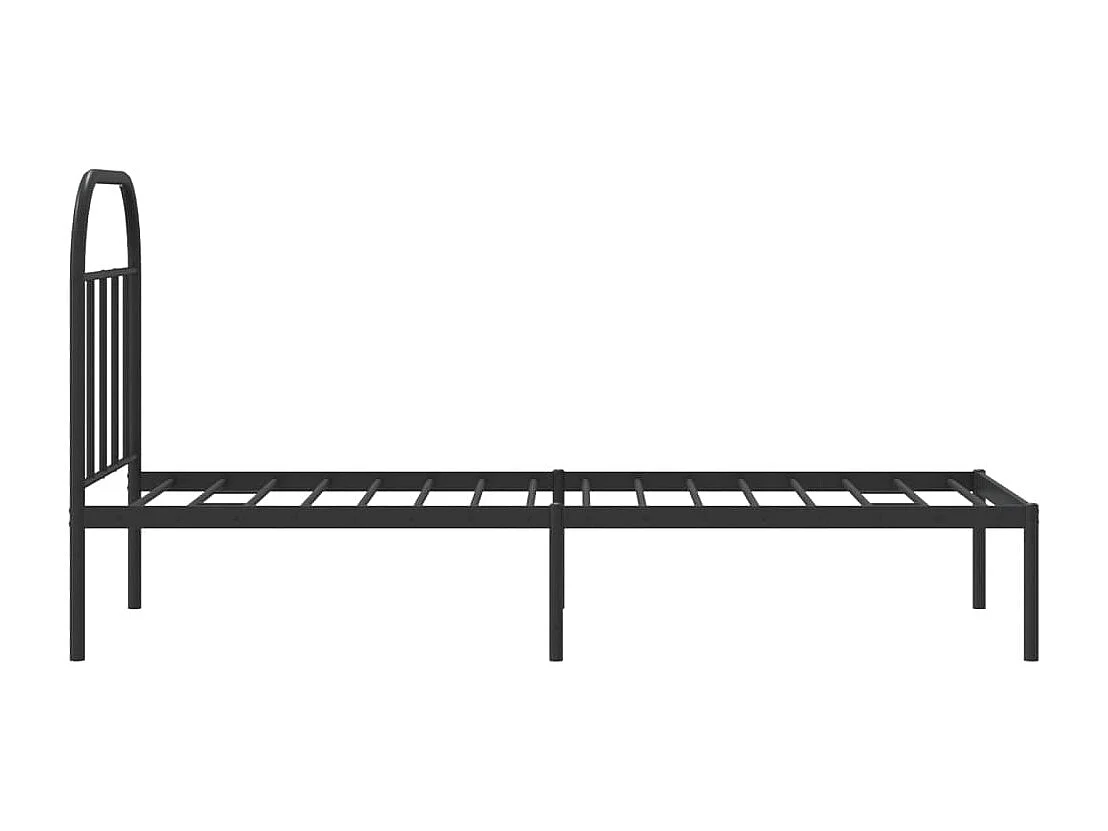 Lit simple | Lit adulte, enfant | Cadre de lit métal avec tête de lit noir 75x190 cm