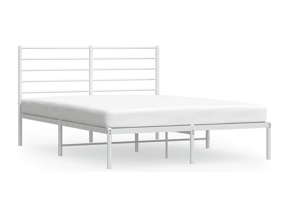 Lit double | Lit adulte | Cadre de lit métal et tête de lit blanc 135x190 cm