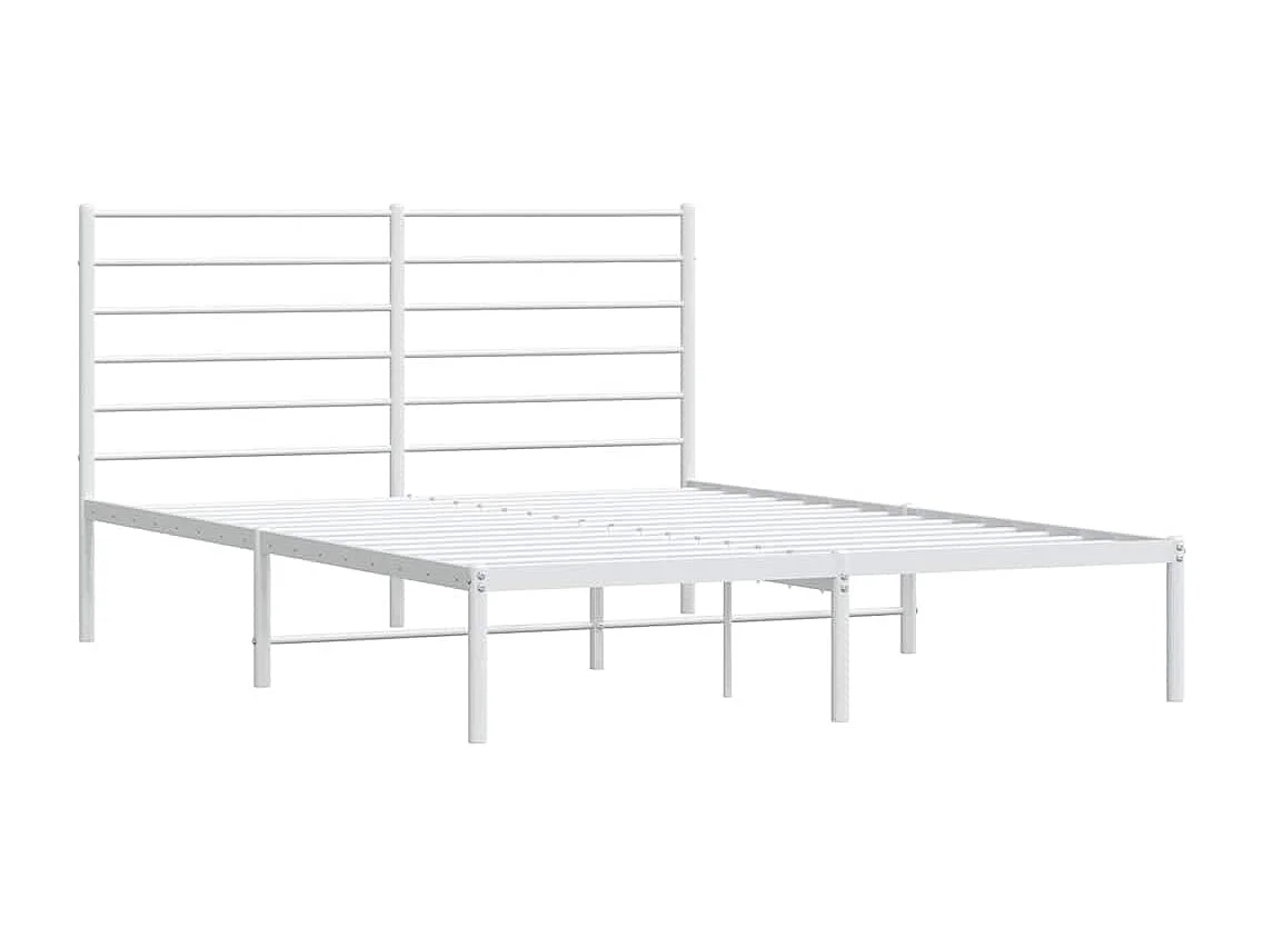 Lit double | Lit adulte | Cadre de lit métal et tête de lit blanc 135x190 cm