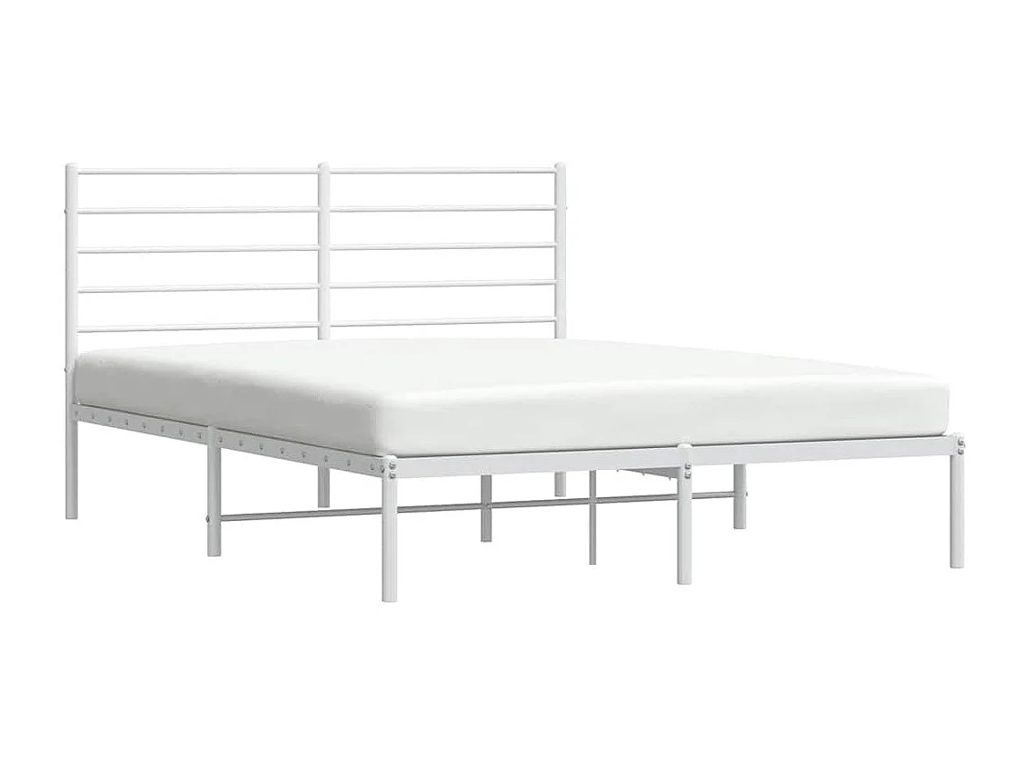 Lit double | Lit adulte | Cadre de lit métal et tête de lit blanc 135x190 cm