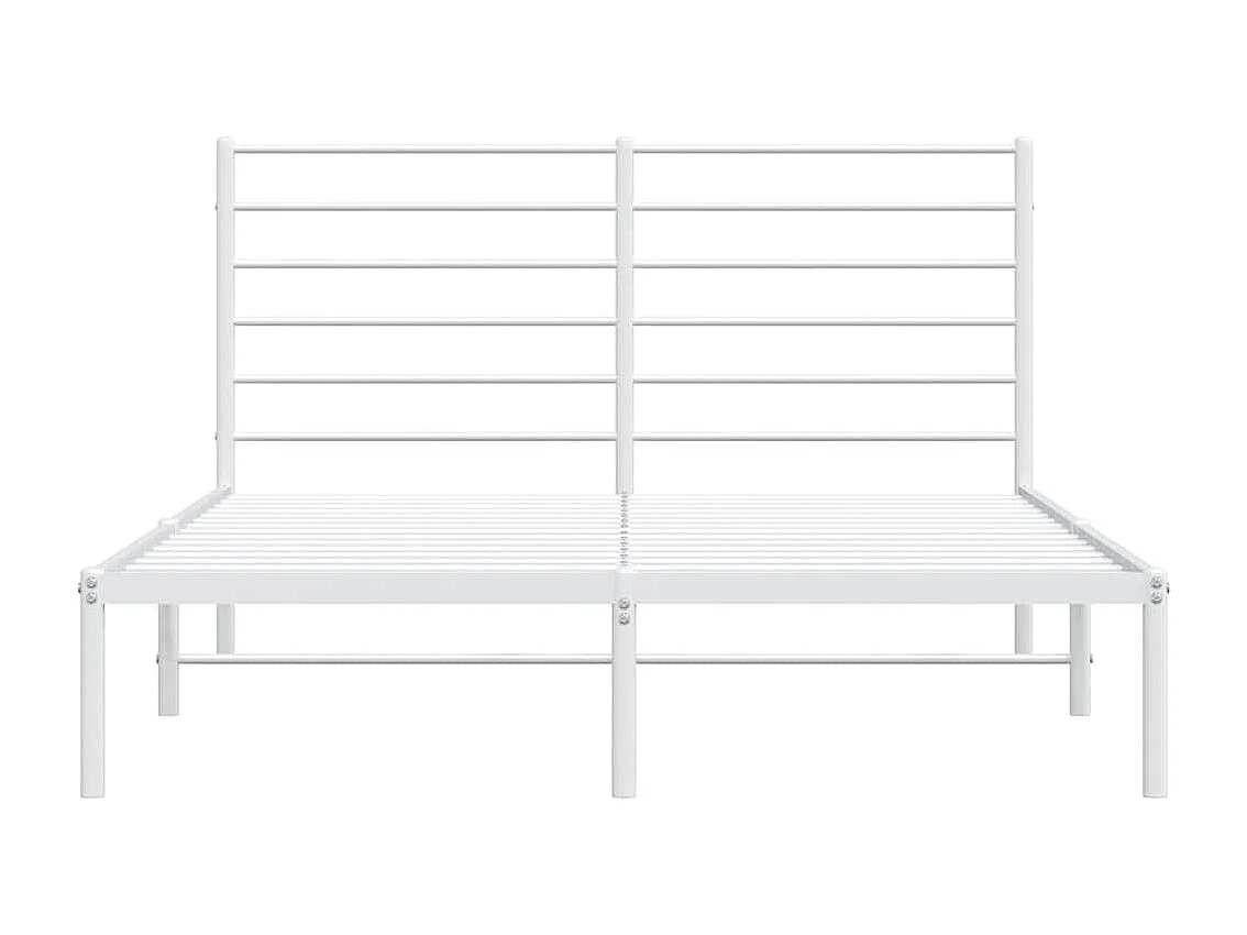 Lit double | Lit adulte | Cadre de lit métal et tête de lit blanc 135x190 cm