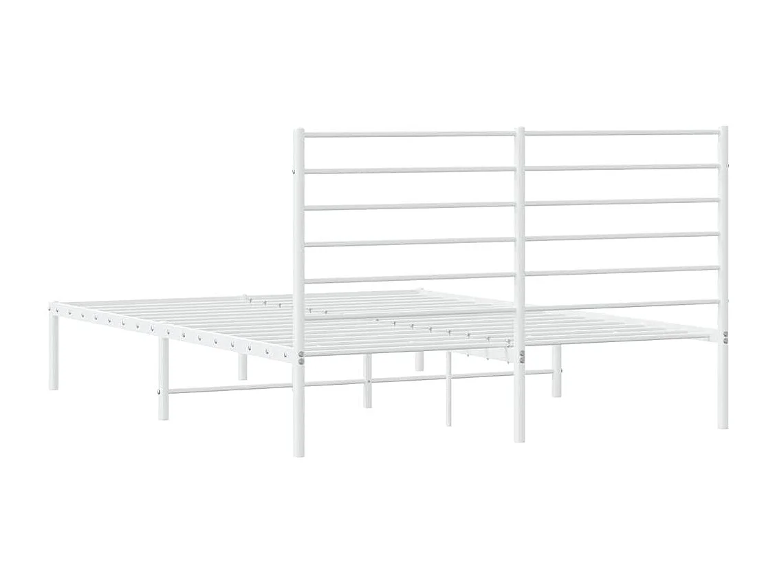 Lit double | Lit adulte | Cadre de lit métal et tête de lit blanc 135x190 cm