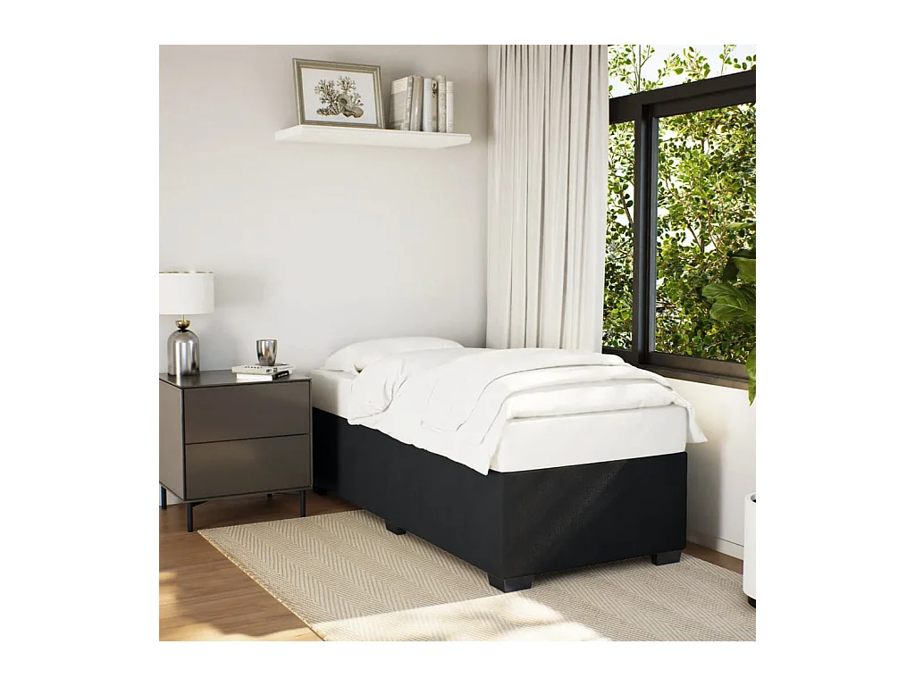 Lit simple | Lit adulte, enfant | Cadre de lit noir 90x200 cm velours