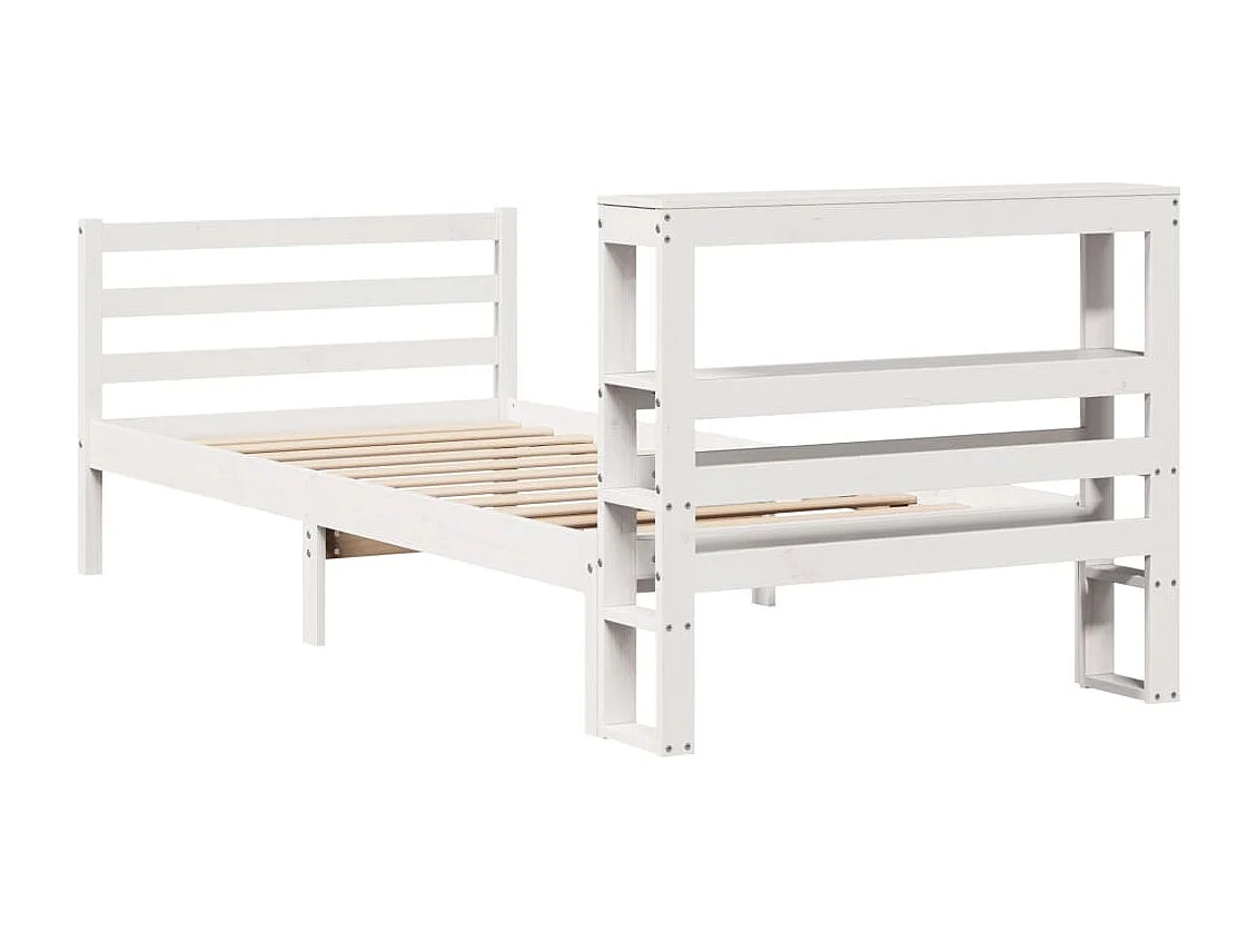 Lit simple | Lit adulte, enfant | Cadre de lit blanc 90x200 cm bois de pin massif