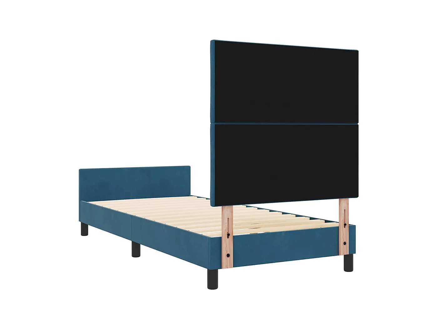 Lit simple | Lit adulte, enfant | Cadre de lit avec tête de lit Bleu foncé 90x190 cm Velours