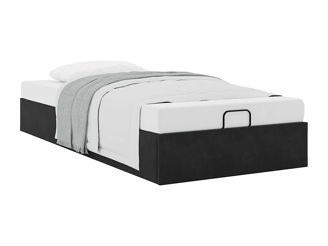 Lit simple | Lit adulte, enfant | Cadre de lit ottoman noir 100x200 cm velours
