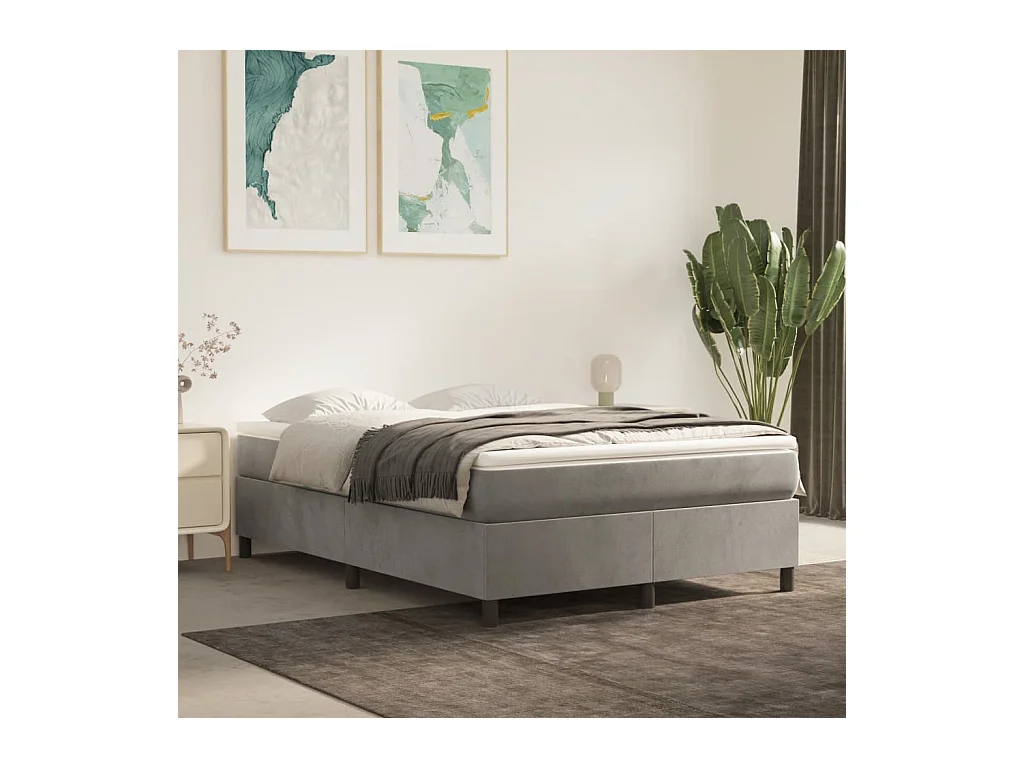 Lit double | Lit adulte | Cadre de lit gris clair 140x190 cm velours