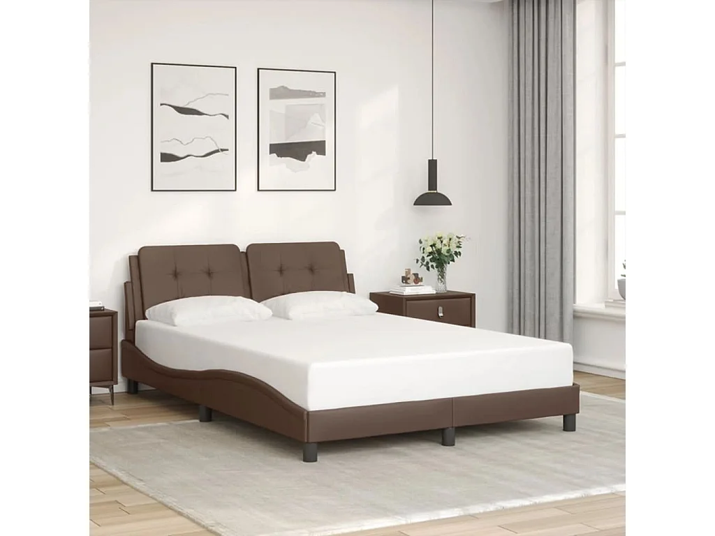 Lit simple | Lit adulte, enfant | Cadre de lit avec LED marron 120x200 cm