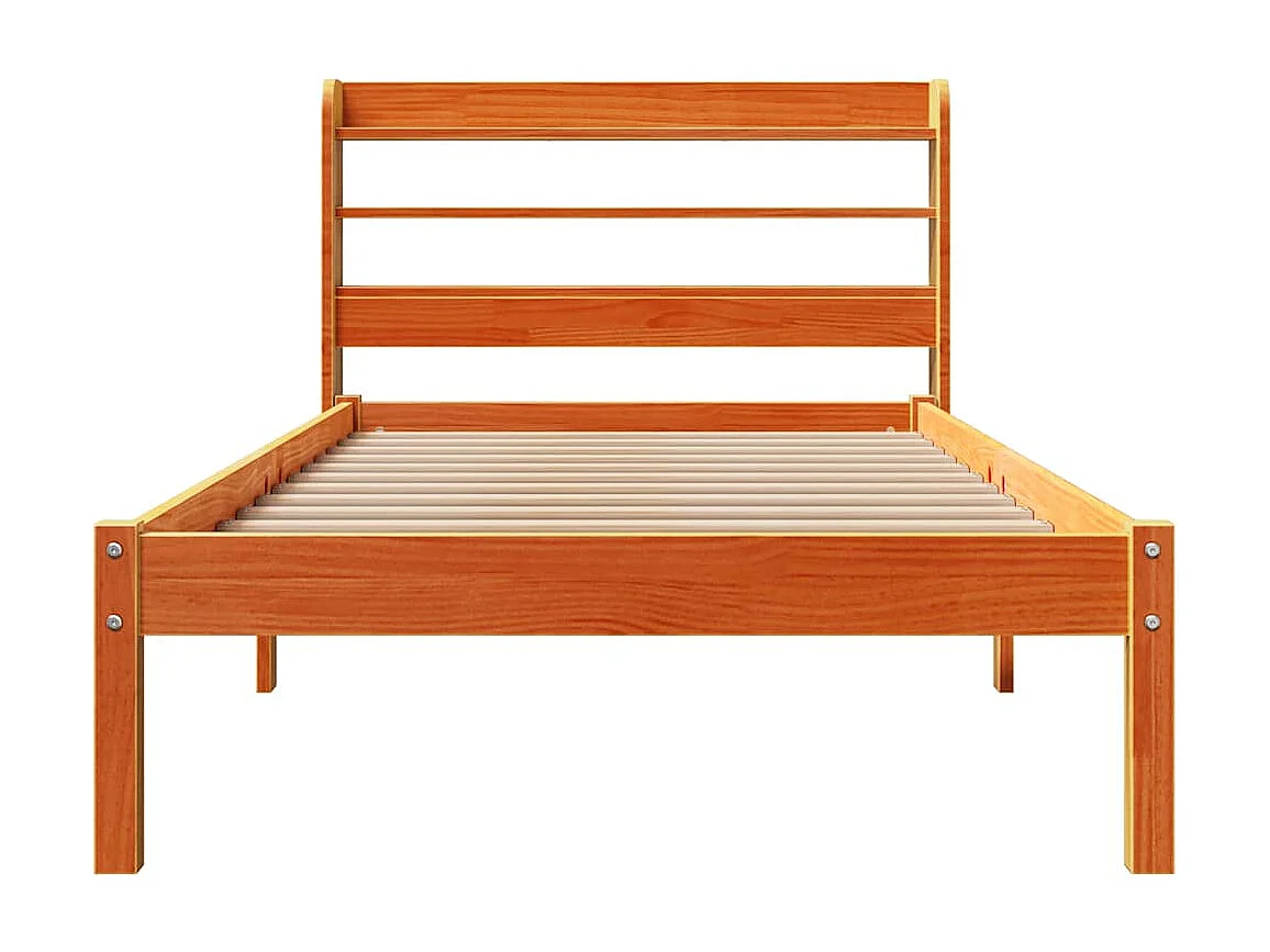 Lit simple | Lit adulte, enfant | Cadre de lit avec tête de lit cire marron 75x190cm