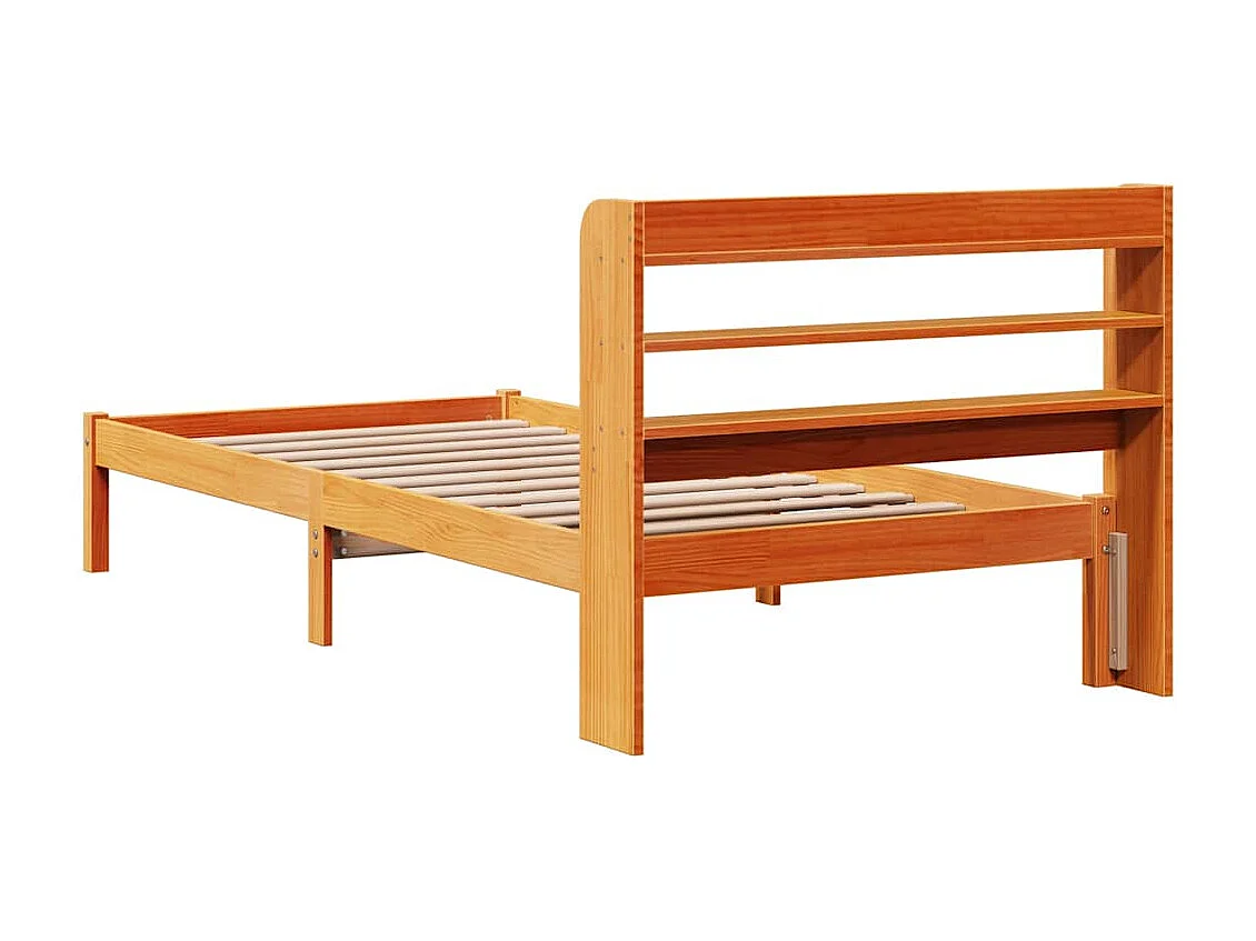 Lit simple | Lit adulte, enfant | Cadre de lit avec tête de lit cire marron 75x190cm