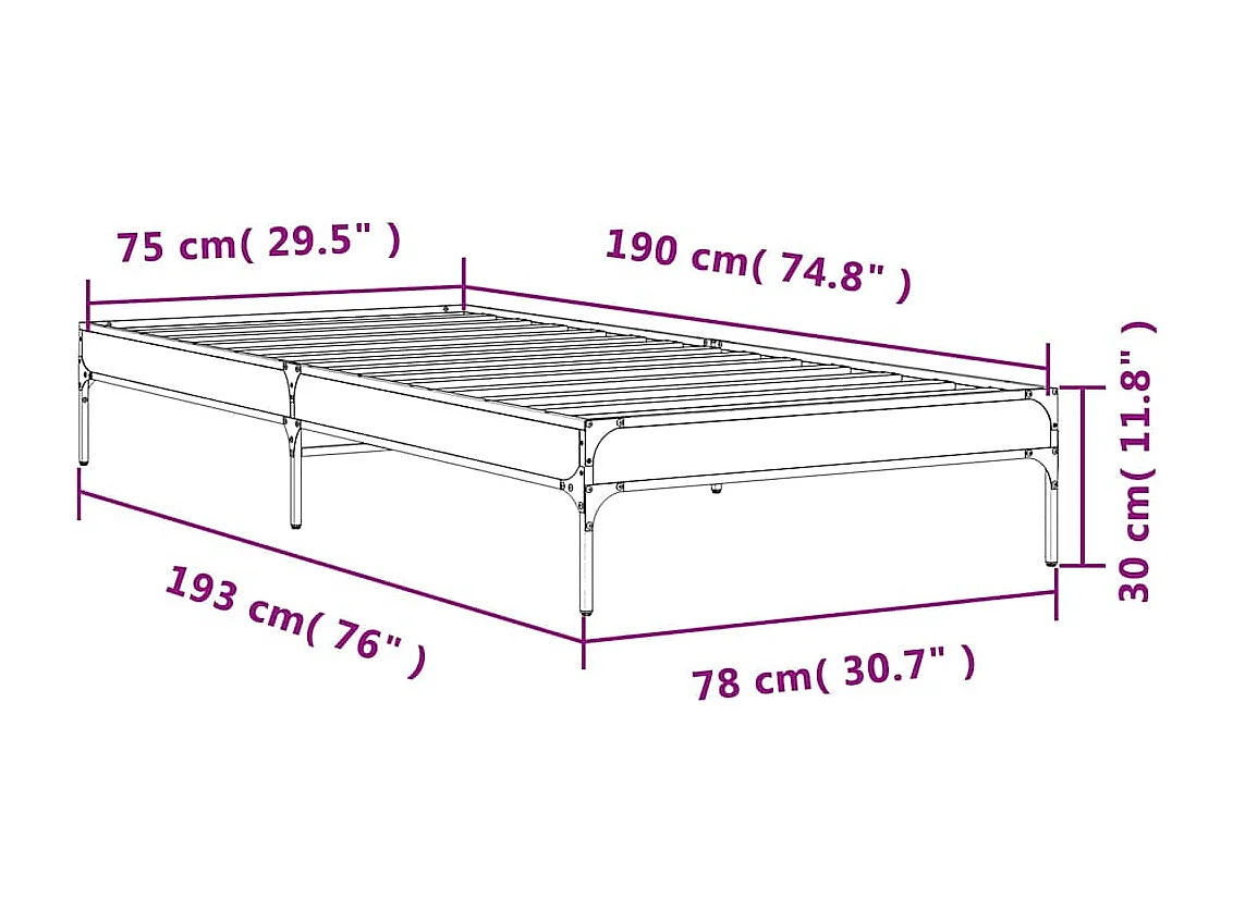 Lit simple | Lit adulte, enfant | Cadre de lit chêne marron 75x190 cm