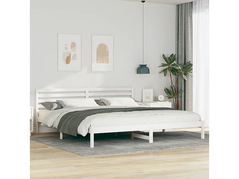 Lit double | Lit adulte | Cadre de lit Blanc 200x210 cm Bois massif en pin