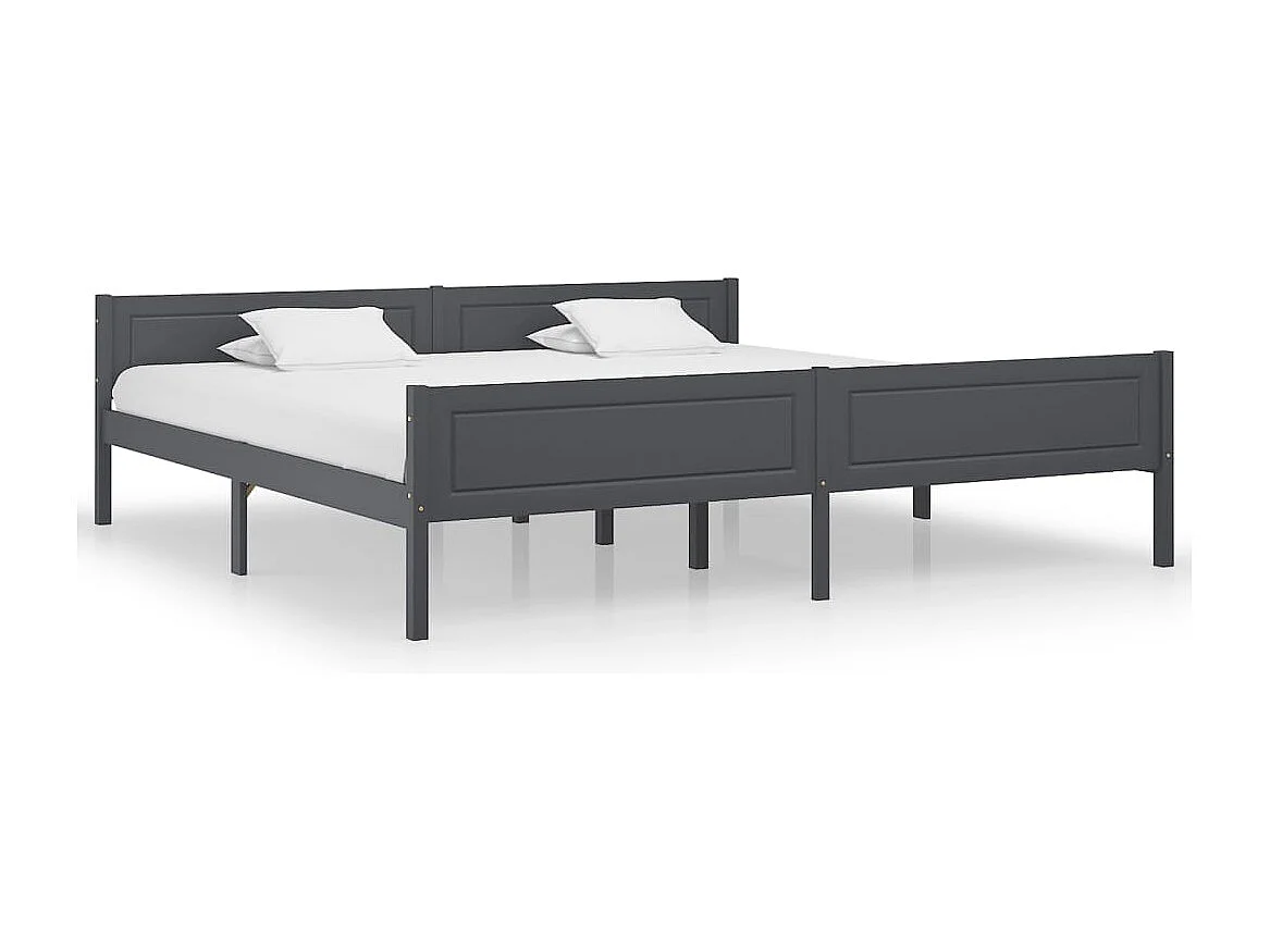 Lit double | Lit adulte | Cadre de lit bois massif de pin gris 200x200 cm