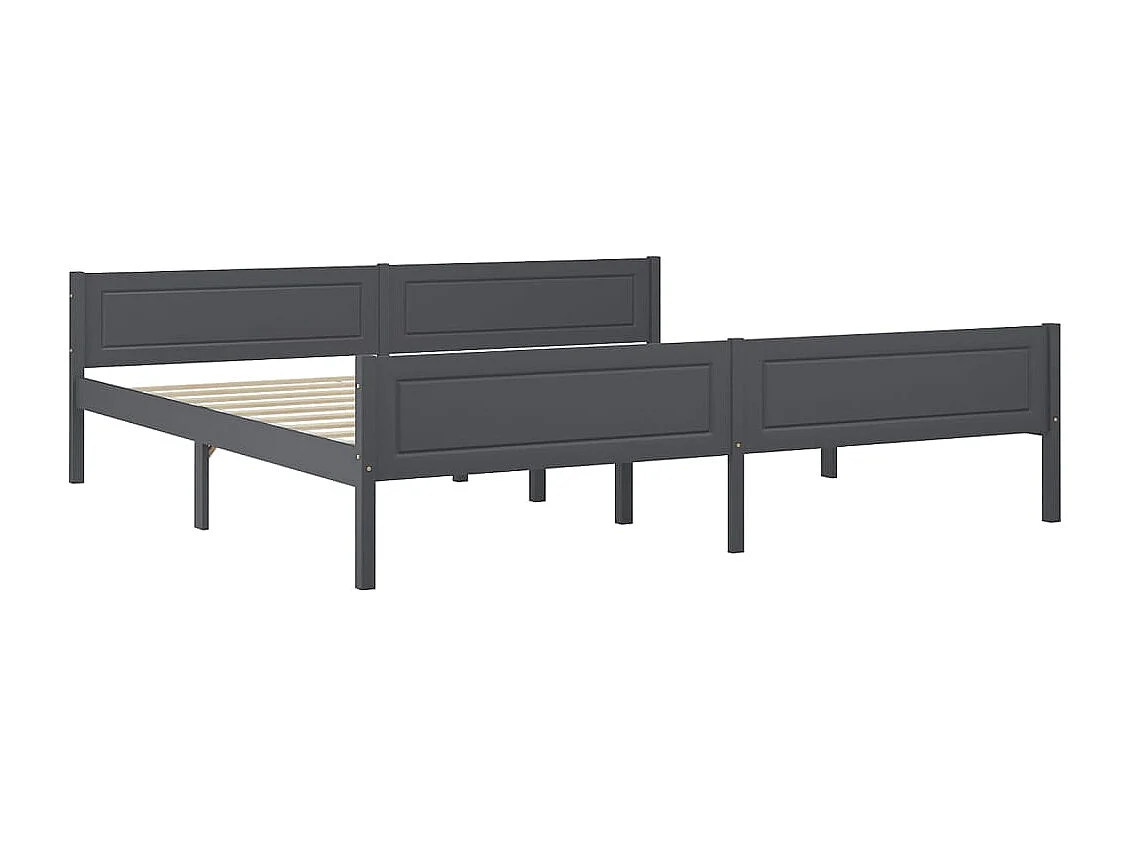 Lit double | Lit adulte | Cadre de lit bois massif de pin gris 200x200 cm