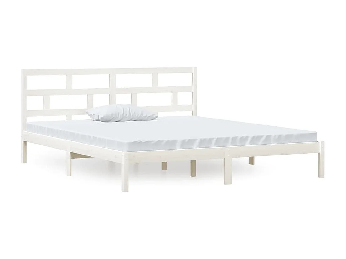 Lit double | Lit adulte | Cadre de lit blanc bois massif 135x190 cm