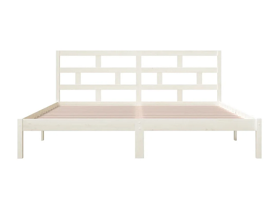 Lit double | Lit adulte | Cadre de lit blanc bois massif 135x190 cm