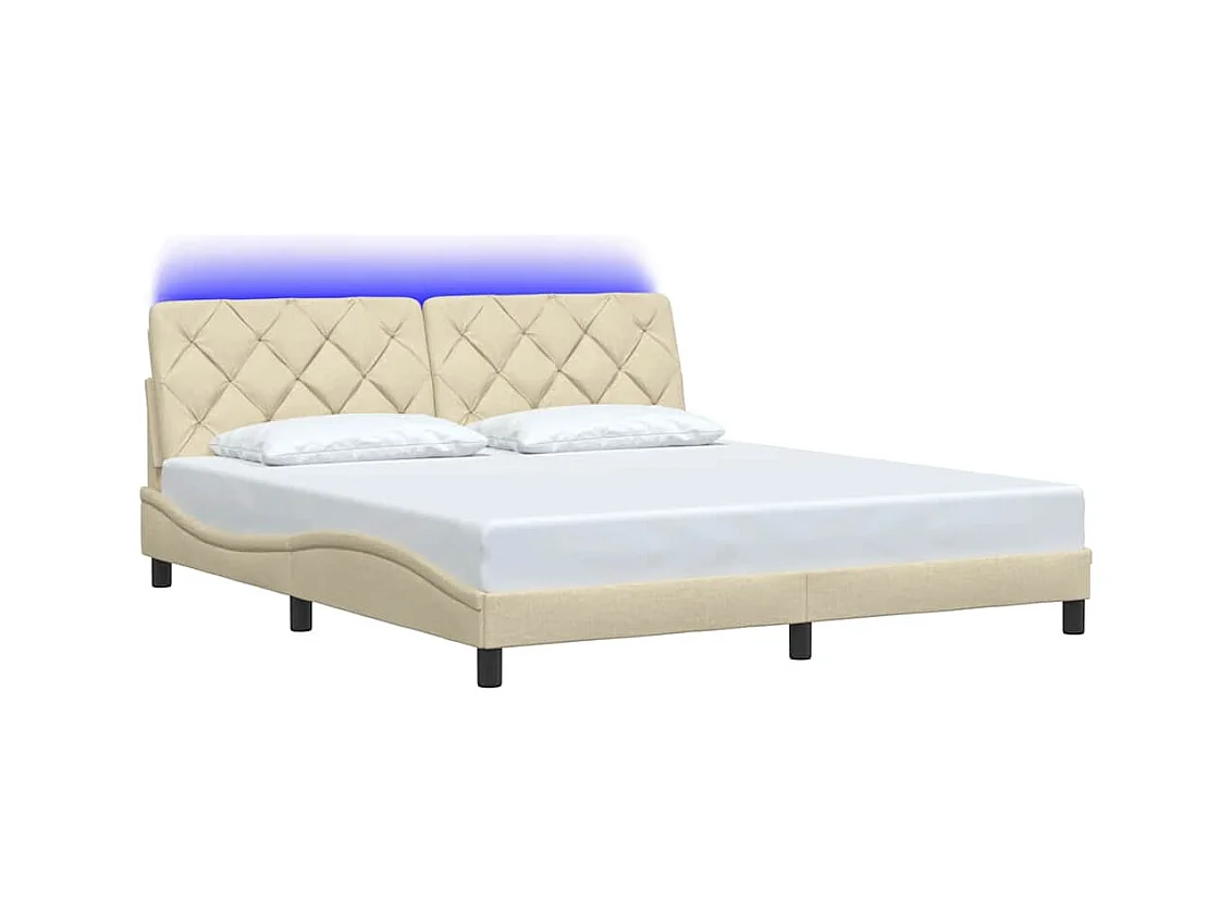 Letto per adulti | Letto matrimoniale | Giroletto con LED senza Materasso Crema 180x200 cm in Tessuto