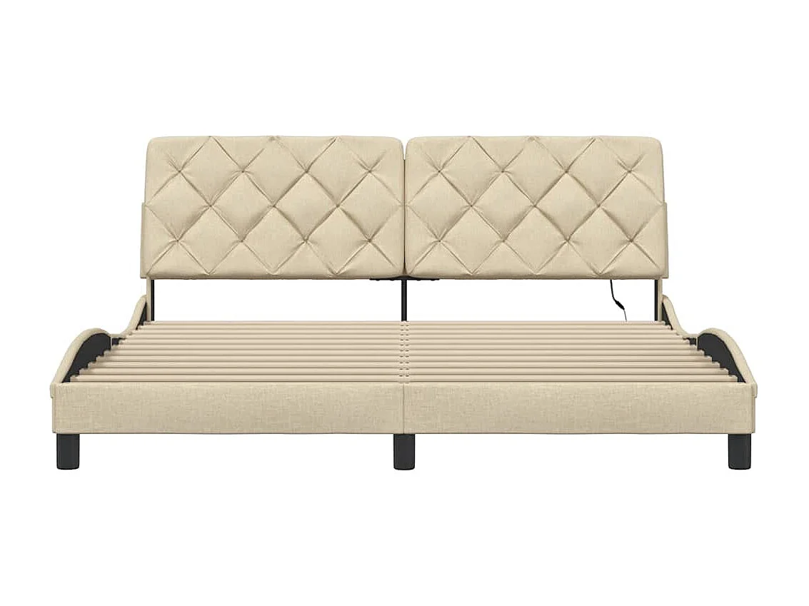 Letto per adulti | Letto matrimoniale | Giroletto con LED senza Materasso Crema 180x200 cm in Tessuto