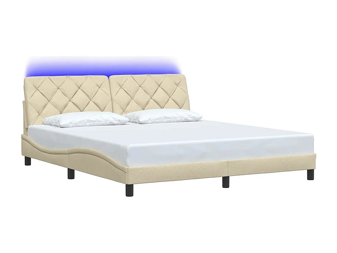 Letto per adulti | Letto matrimoniale | Giroletto con LED senza Materasso Crema 180x200 cm in Tessuto