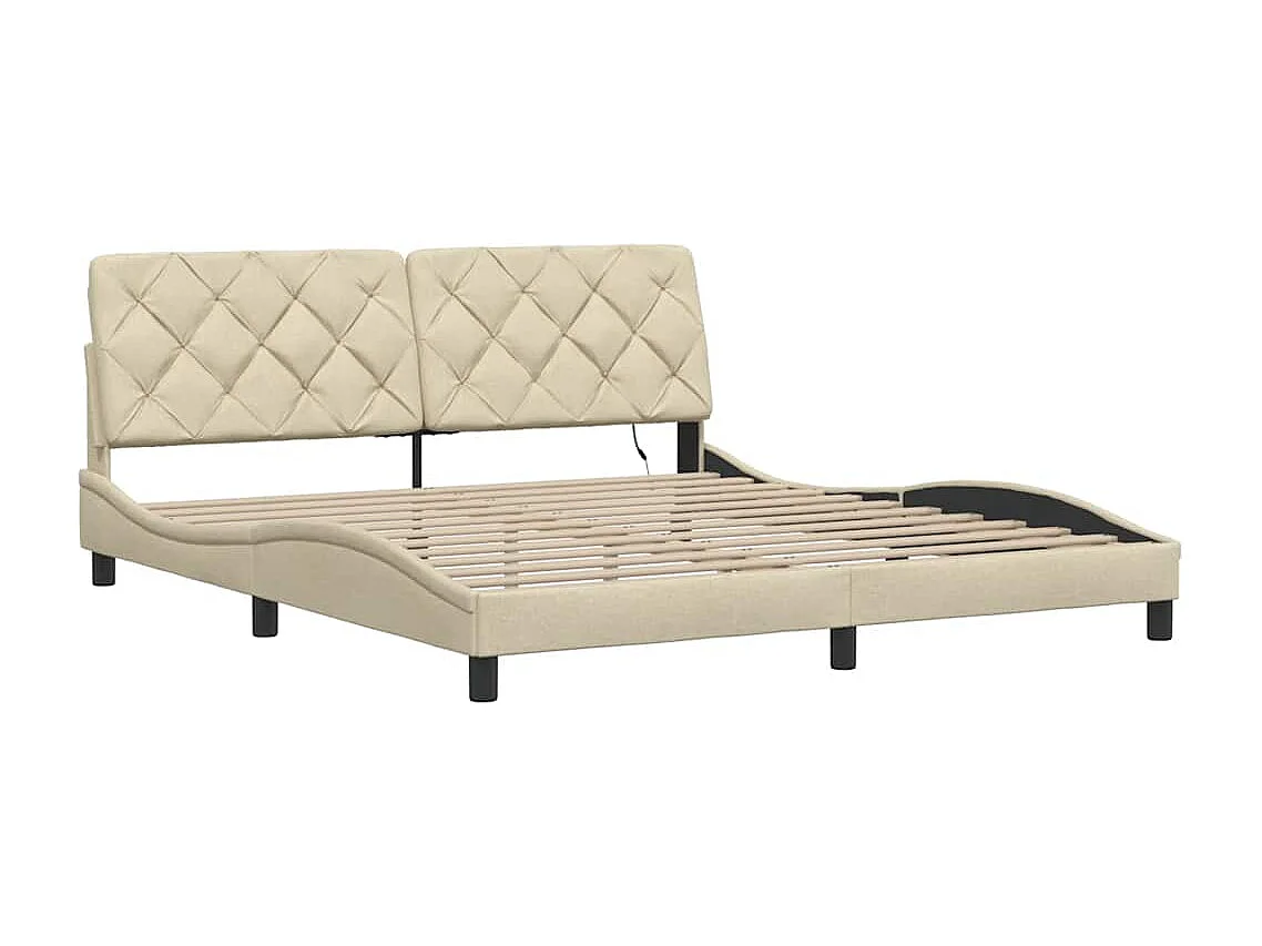 Letto per adulti | Letto matrimoniale | Giroletto con LED senza Materasso Crema 180x200 cm in Tessuto