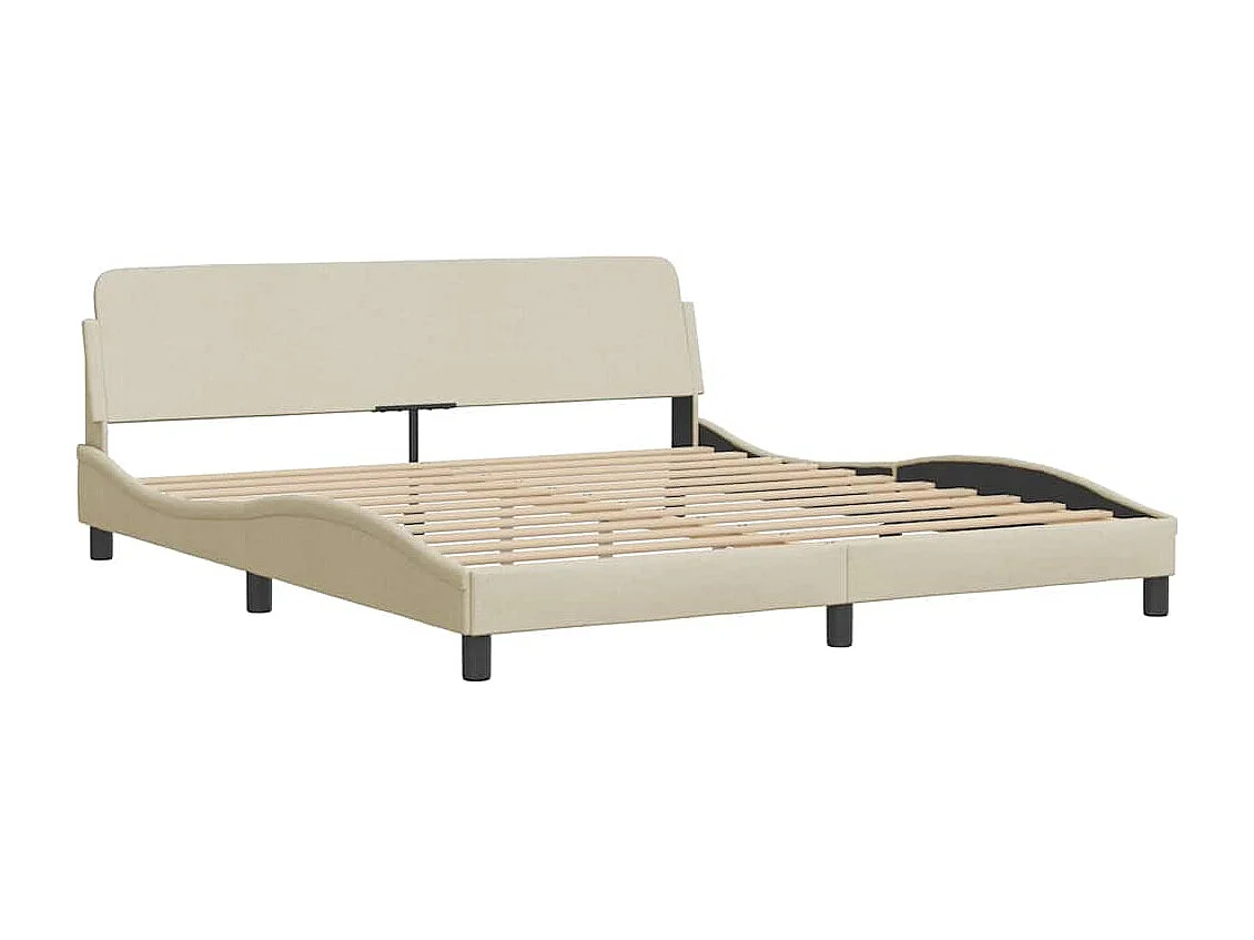 Letto per adulti | Letto matrimoniale | Giroletto con LED senza Materasso Crema 180x200 cm in Tessuto