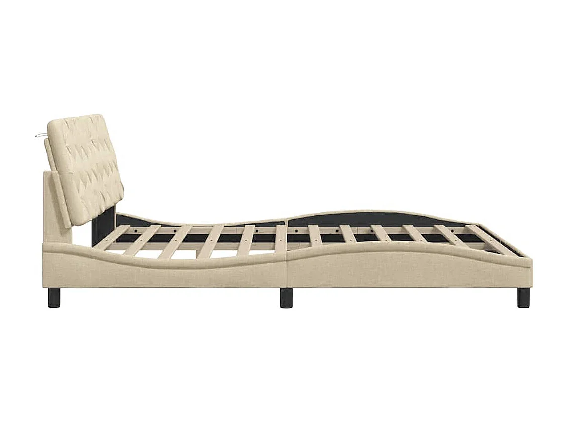 Letto per adulti | Letto matrimoniale | Giroletto con LED senza Materasso Crema 180x200 cm in Tessuto