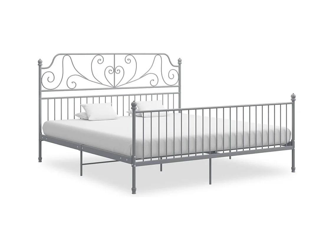 Lit double | Lit adulte | Cadre de lit gris métal 180x200 cm