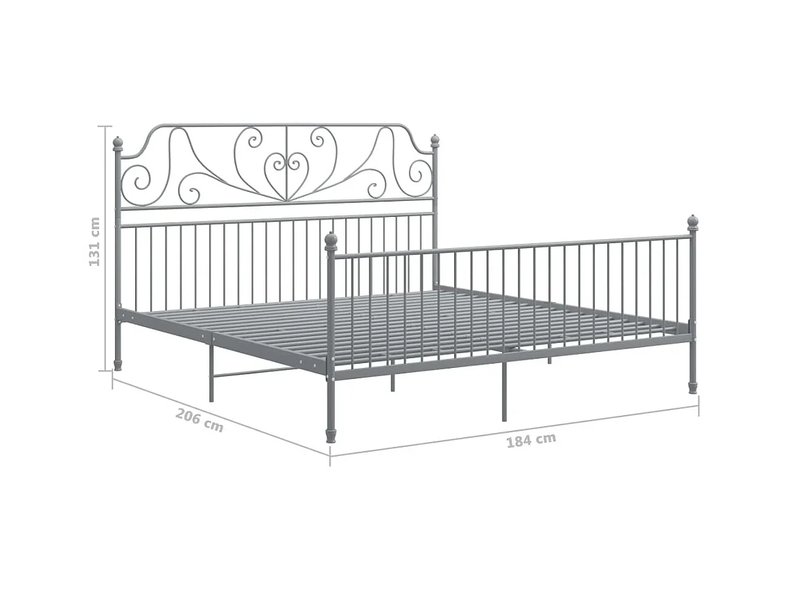 Lit double | Lit adulte | Cadre de lit gris métal 180x200 cm