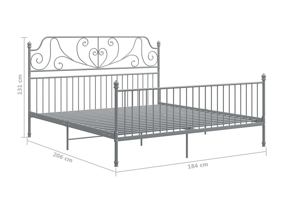 Lit double | Lit adulte | Cadre de lit gris métal 180x200 cm