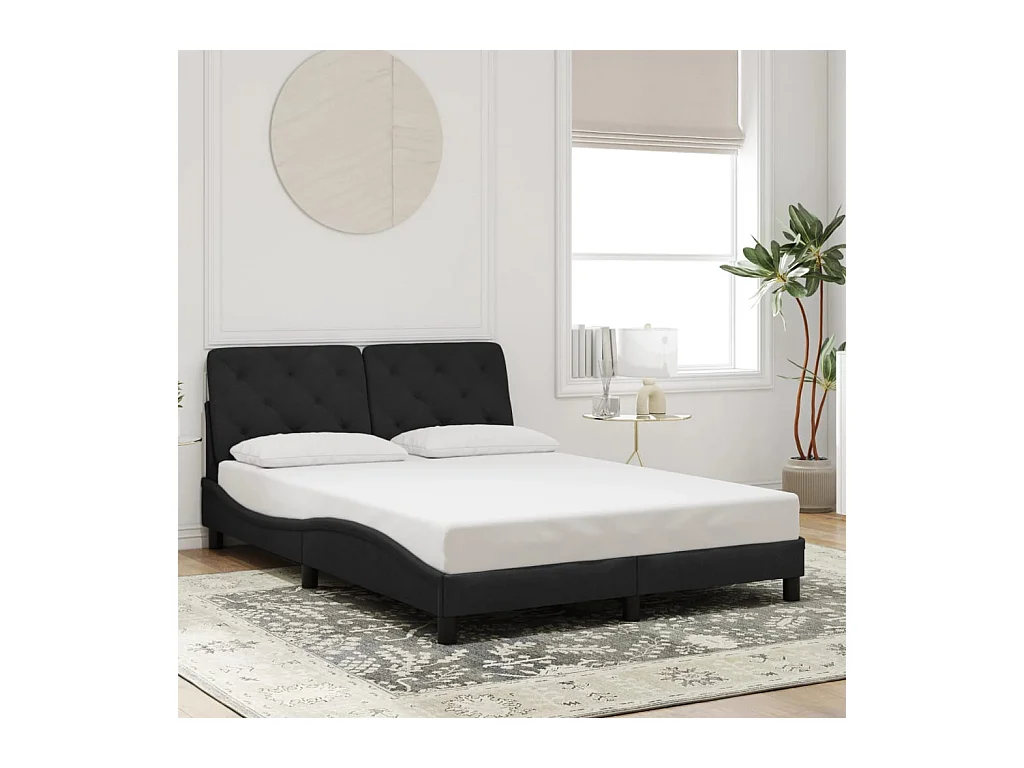 Lit double | Lit adulte | Cadre de lit noir 140x190 cm velours