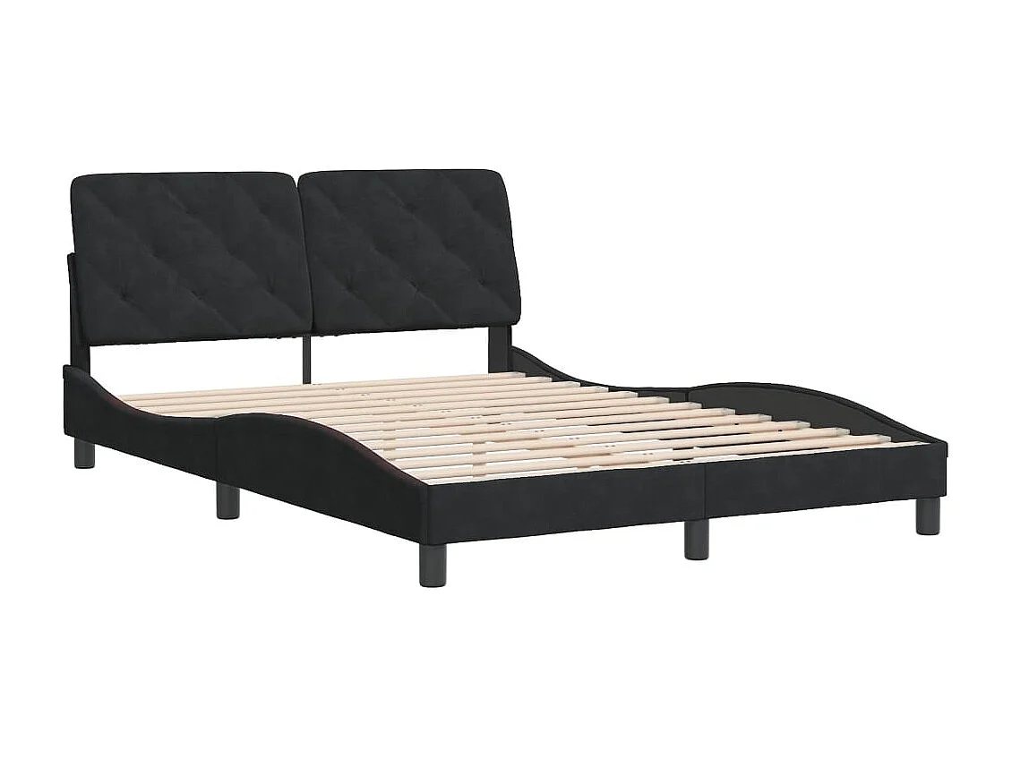 Lit double | Lit adulte | Cadre de lit noir 140x190 cm velours